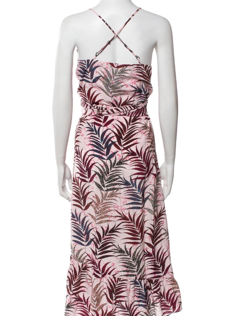 Sandro Paris Koxie Silk Wrap Midi Dress Tropical Print SZ 1 (fits XS/S) - Picture 5 of 10